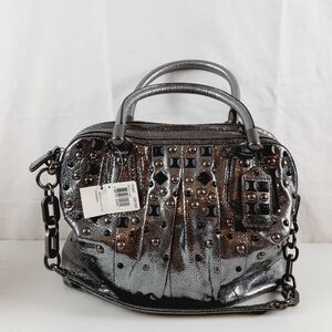 Coach 15360 Kristin Studded Leather Pleated Satchel Metallic Gunmetal NEW 2010